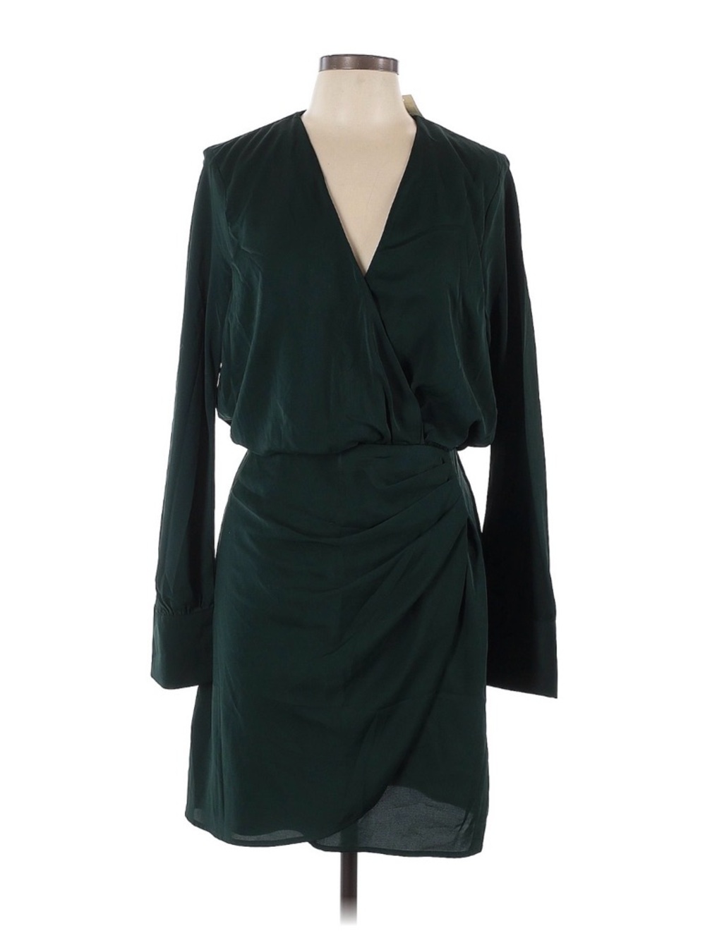 Abercrombie & Fitch Forest Green Long-Sleeve Wrap Dress